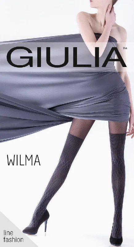 Giulia Wilma 150 Denier Opaque Tights Cable Knit Effect Over the knee