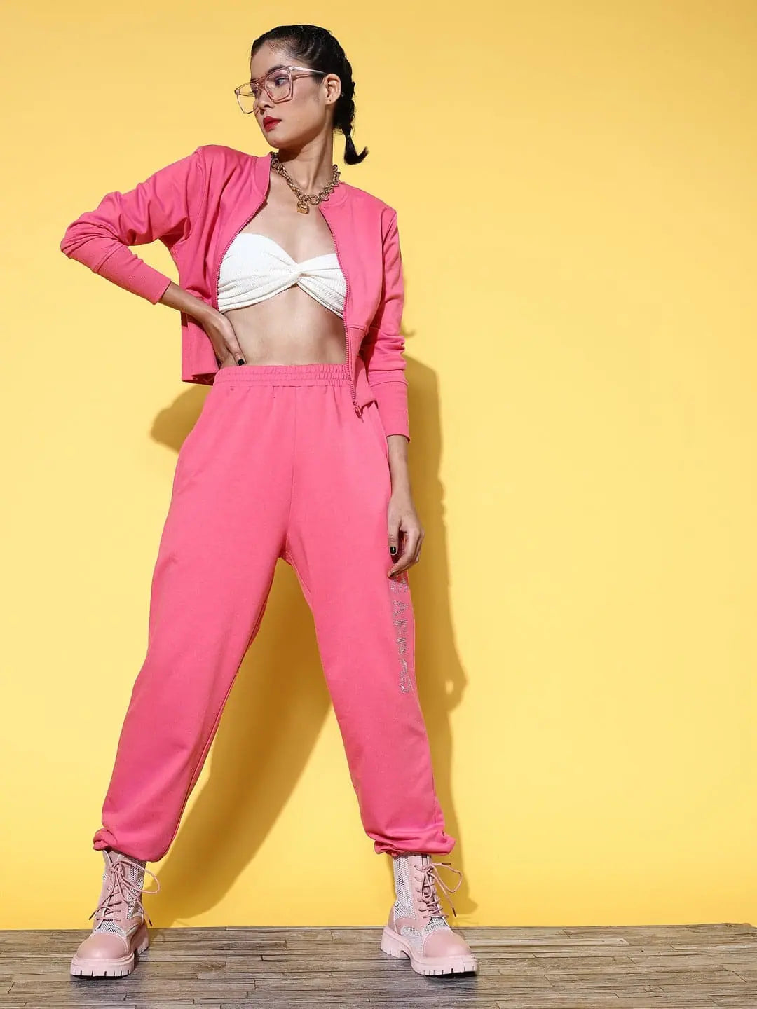 Women Solid Pink Jumpsuits & Sets