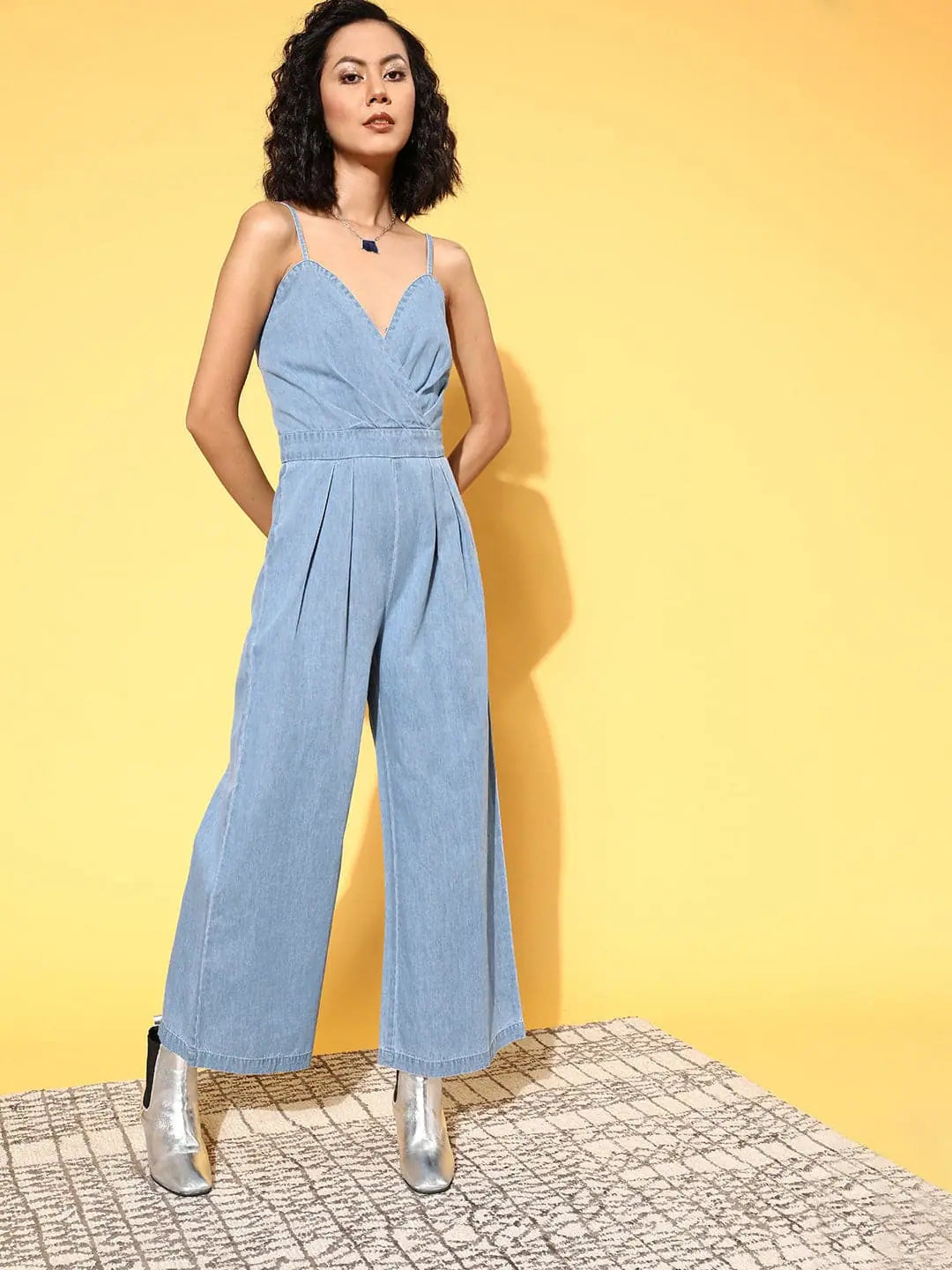 Women Solid Blue Jumpsuits & Sets